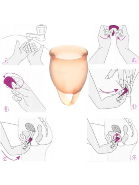 Kubeczki menstruacyjne Satisfyer silikonowe 2szt pomarańczowe - 7